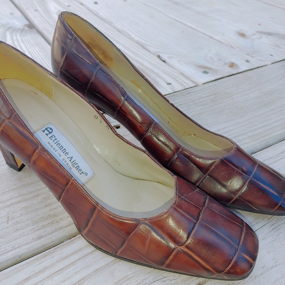 Womens Authenic Crocodile Leather Heels SZ 8N - Picture 2 of 4